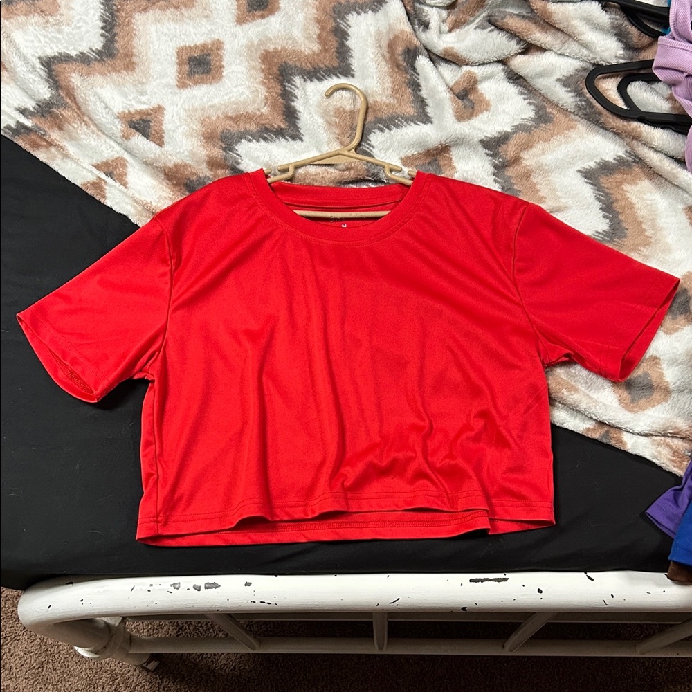 SHEIN Vibrant Red Short Sleeve Tee